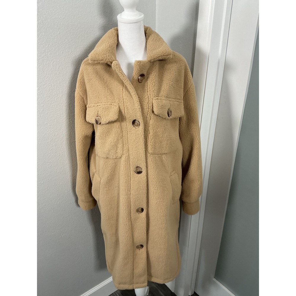 C&C California Long Sherpa Teddy Shacket Size XS